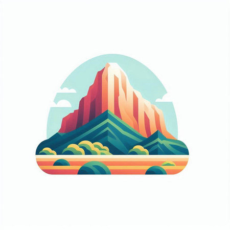 Mountain in flat style. Vector illustration. Landscape design.のイラスト素材