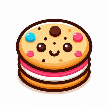 Chocolate chip cookie isolated on a white background. Vector illustration.のイラスト素材