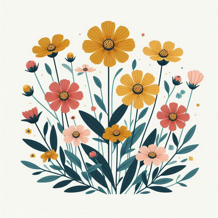 Flower card with chamomile flowers. Vector illustration.のイラスト素材