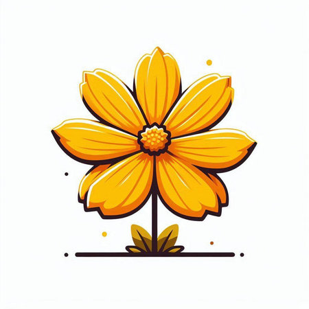 Cute yellow flower isolated on a white background. Vector illustration.のイラスト素材