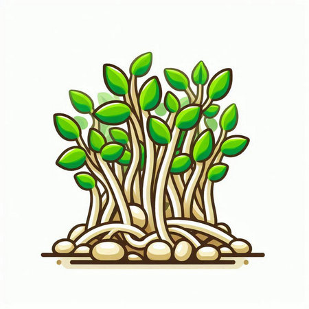 Green sprout growing on white background. Ecology concept. Vector illustration.のイラスト素材