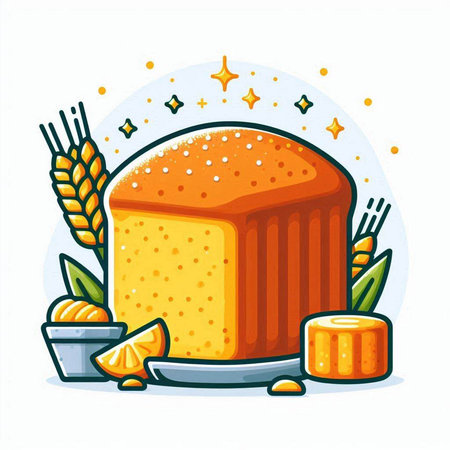 Vector illustration of a piece of orange cake on a white background.のイラスト素材