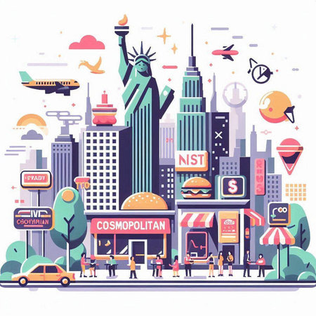 New York City, United States of America, USA. Vector illustrationのイラスト素材
