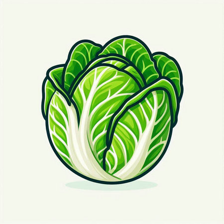 Illustration of a fresh chinese cabbage on a white background.のイラスト素材