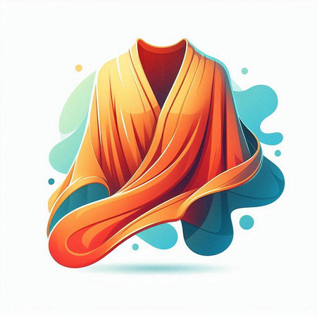 Orange towel on a mannequin isolated on white background. Vector illustration.のイラスト素材