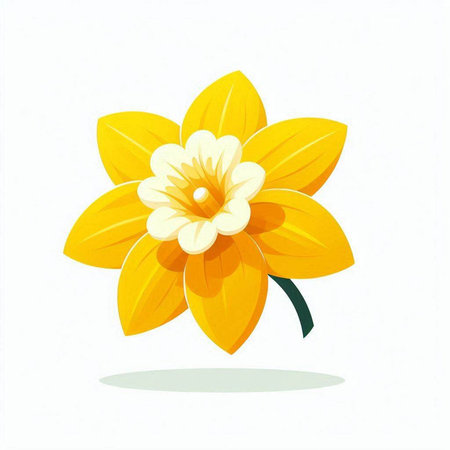 Illustration of a yellow daffodil isolated on a white backgroundのイラスト素材
