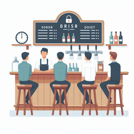Barista and barman. Vector illustration in flat cartoon style.のイラスト素材