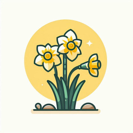 Narcissus flower icon. Vector illustration. Flat design.のイラスト素材