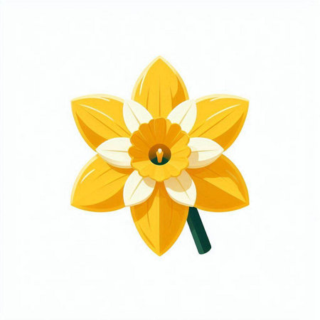 Yellow narcissus flower isolated on white background. Hand drawn vector illustration.のイラスト素材