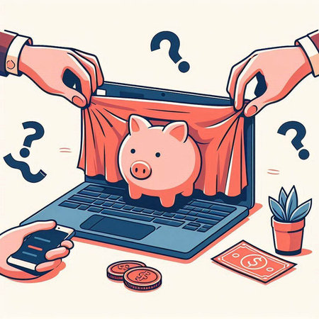 Laptop with piggy bank on the screen. Vector illustration.のイラスト素材