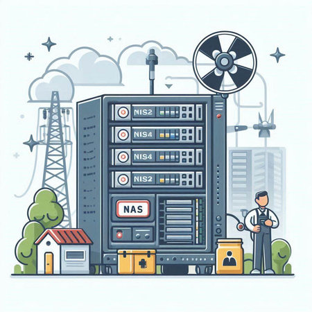 Data center. Big data storage. Vector illustration in cartoon style.のイラスト素材