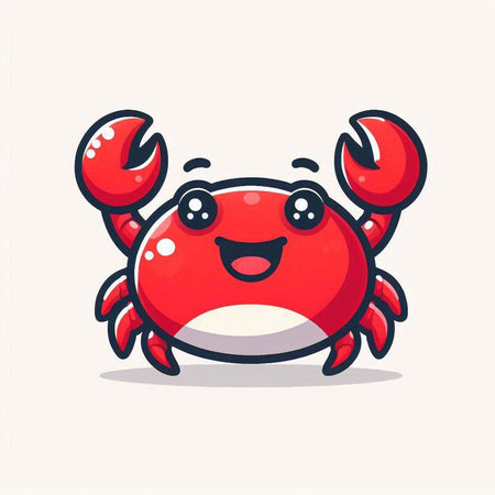 Cute cartoon crab mascot character. Vector illustration isolated on white background.のイラスト素材
