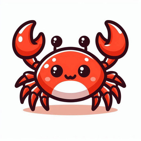 Cute cartoon crab isolated on a white background. Vector illustration.のイラスト素材