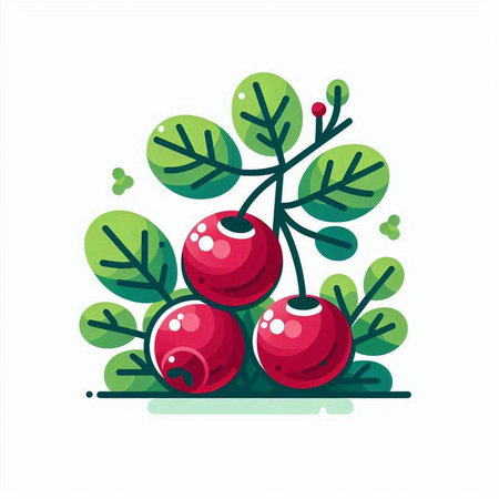 Cherries on a branch. Vector illustration in flat style.のイラスト素材