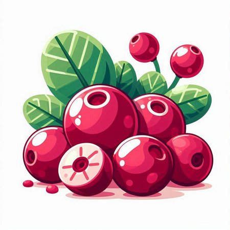 Cranberry vector illustration. Cranberries isolated on white background.のイラスト素材