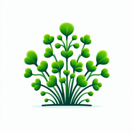 Vector illustration of a green plant with leaves on a white background.のイラスト素材