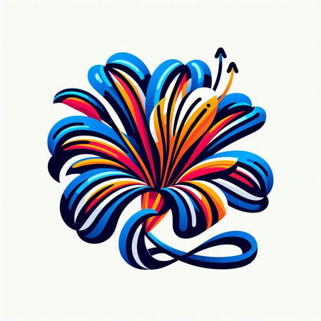 Abstract colorful flower on a white background. Vector illustration in retro style.のイラスト素材