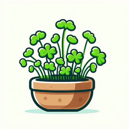 Green plant in pot isolated on white background. Vector cartoon illustration.のイラスト素材