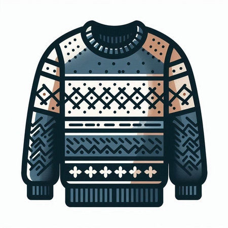 Vector illustration of a knitted sweater with a pattern. Winter clothes.のイラスト素材