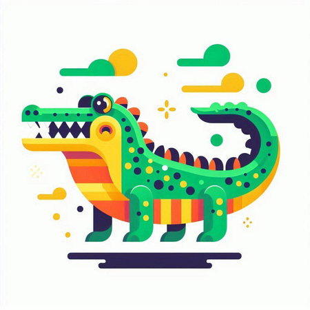Crocodile vector illustration. Colorful flat style design.のイラスト素材