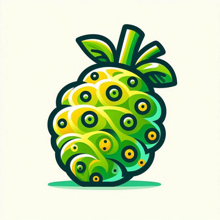 Illustration of a green pineapple isolated on a white background - vectorのイラスト素材
