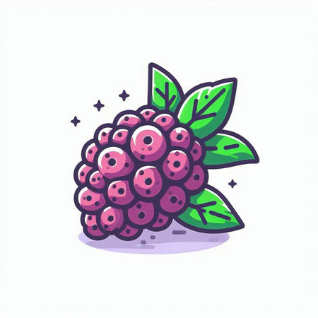 Raspberry fruit vector icon. Isolated berry illustration on white background.のイラスト素材