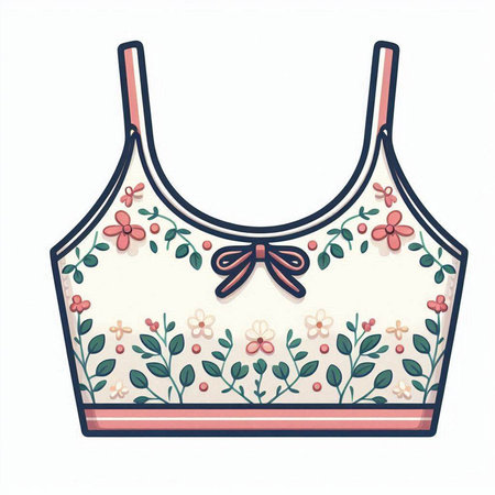 Women's bra with floral pattern on a white background. Vector illustration.のイラスト素材