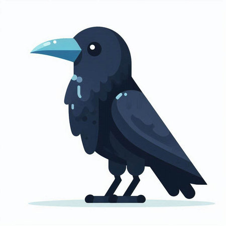 Crow isolated on white background. Vector illustration in flat style.のイラスト素材