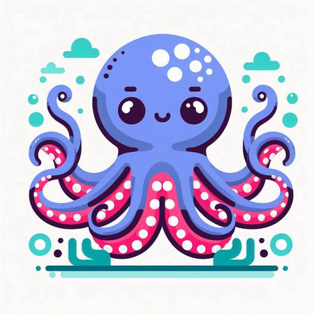 Cute cartoon octopus. Vector illustration of a cute octopus.のイラスト素材