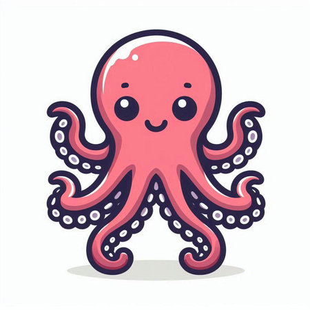 Cute cartoon octopus on a white background. Vector illustration.のイラスト素材