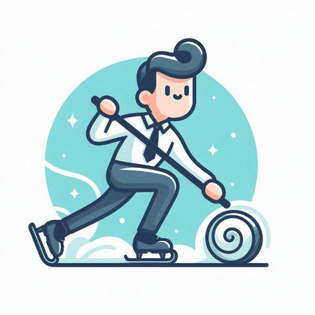 Businessman riding an electric scooter. Vector illustration in cartoon style.のイラスト素材