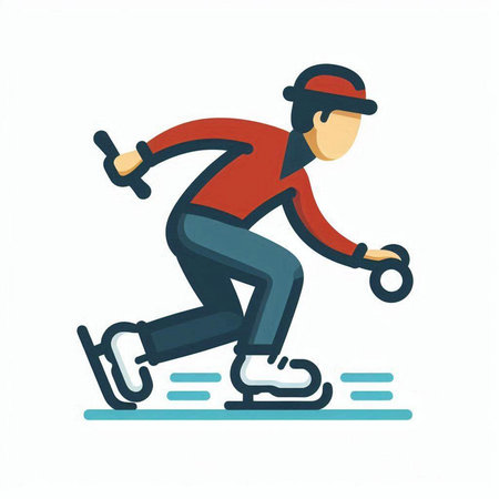 Ice skating sport icon in flat style isolated on white background vector illustration.のイラスト素材