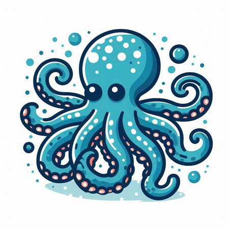 Octopus vector illustration. Isolated octopus on white background.のイラスト素材