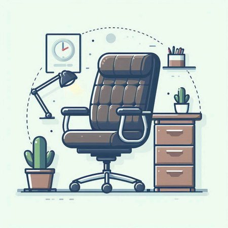 Office chair in flat style. Vector illustration for web design and mobile app.のイラスト素材