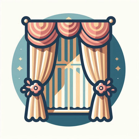 Curtains. Interior decoration. Vector illustration in flat style.のイラスト素材
