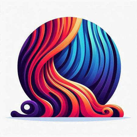 Abstract colorful vector background with curved lines and waves. 3d illustrationのイラスト素材