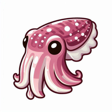 Illustration of a cute cartoon octopus isolated on a white backgroundのイラスト素材