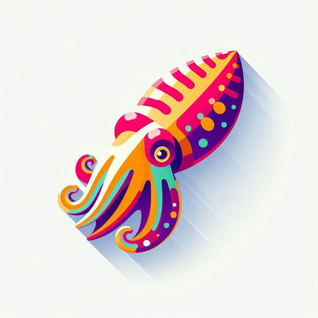 Colorful octopus isolated on a white background. Vector illustration.のイラスト素材