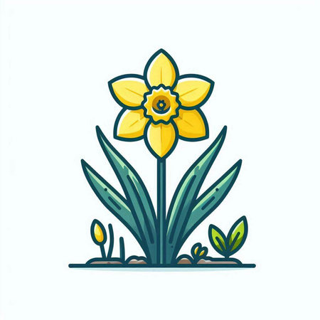 Daffodil flower vector icon. Spring symbol. Flat design.のイラスト素材