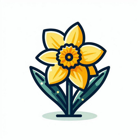Daffodil flower icon. Flat design. Vector illustration.のイラスト素材