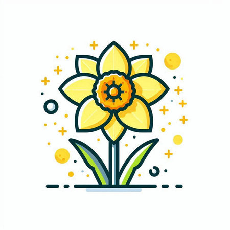 Daffodil flower vector icon. Spring and summer symbol.のイラスト素材