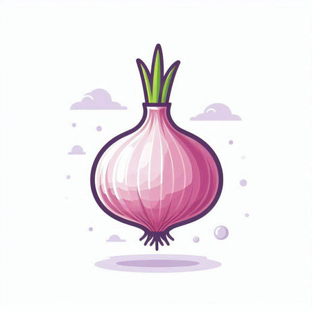 Illustration of a fresh onion on a white background. Vector illustrationのイラスト素材