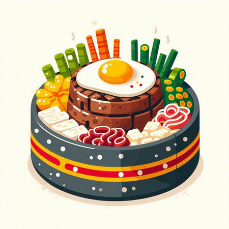 Illustration of a cake with a fried egg in the center.のイラスト素材
