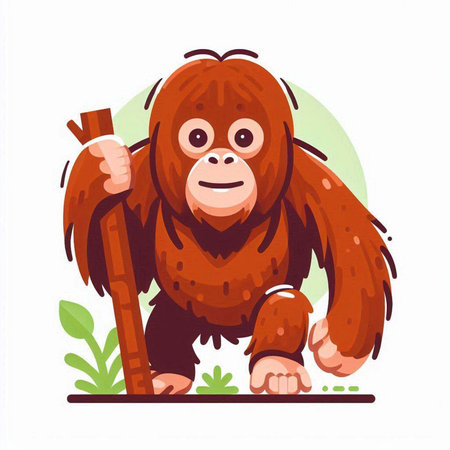 Orangutan. Vector illustration in cartoon style isolated on white background.のイラスト素材