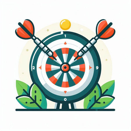 Darts vector icon, flat style illustration. Dartboard with darts.のイラスト素材