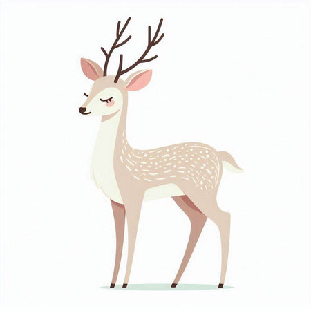 Cute cartoon deer isolated on a white background. Vector illustration.のイラスト素材