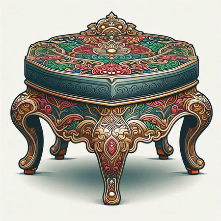 Vintage hand-drawing furniture. Colorful vector illustration.のイラスト素材