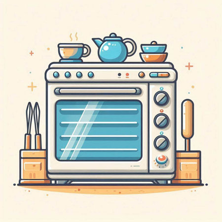 Kitchen stove. Vector illustration in flat style. Home appliances.のイラスト素材