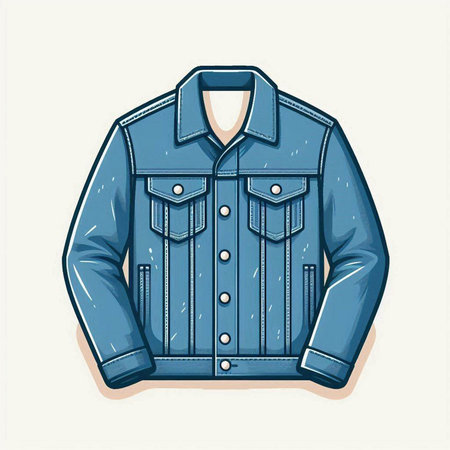 Denim jacket, vector illustration. Isolated on white background.のイラスト素材