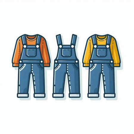 Set of work overalls isolated on white background. Vector illustration.のイラスト素材